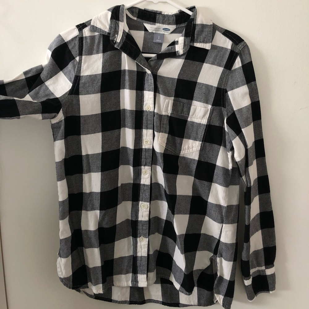 old navy black and white flannel
